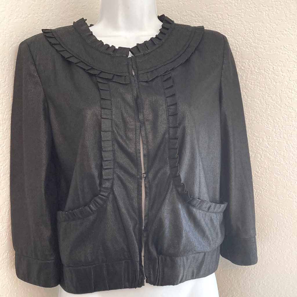 Women's Vintage Hannah & Gracie Black Jacket - M- Ruffles And Details- Oh My!